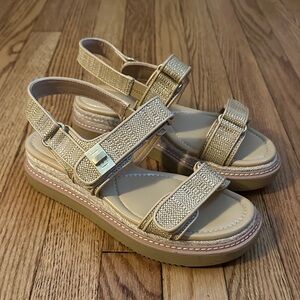 Crown Vintage Gold Textured Sandals